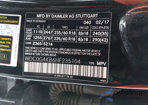 2017 Mercedes-Benz Glc 300 4Matic z USA, uszkodzony, nr VIN WDC0G4KB6HF235104